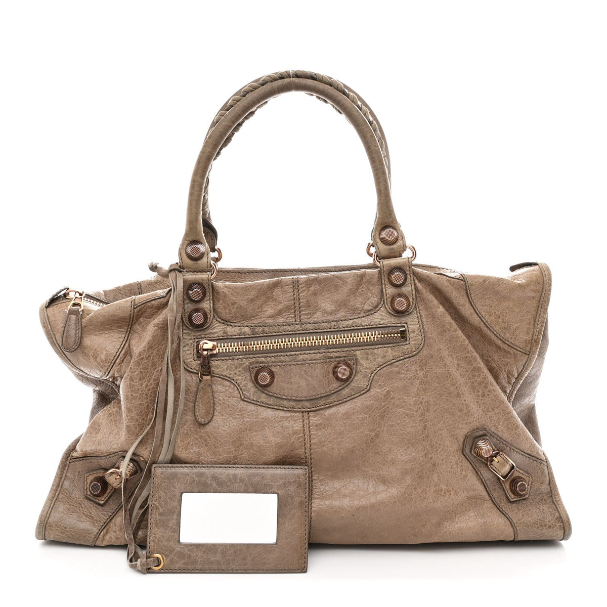 Agneau Giant 12 Rose Gold Hardware Work Gris Poivre
