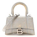 Glitter Fabric Hourglass Top Handle Bag XS Grey