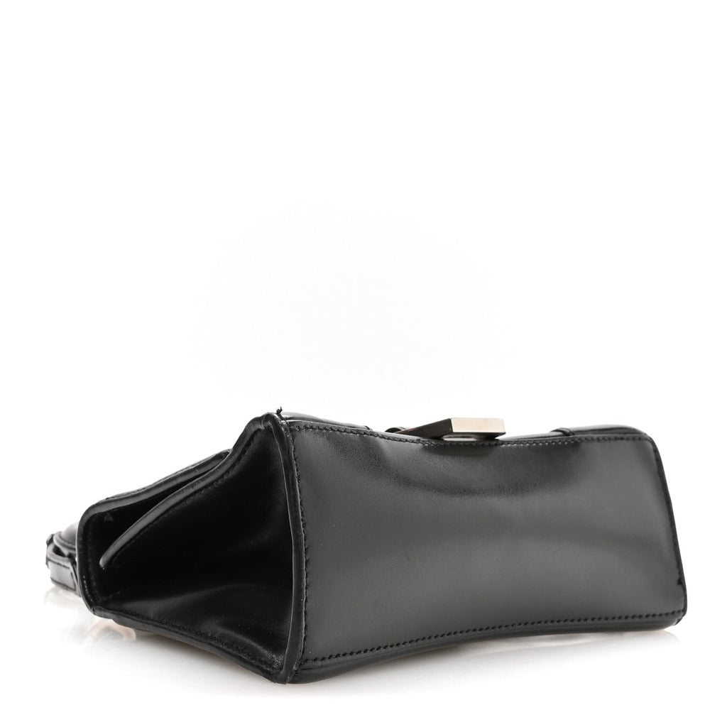Box Calfskin Graffiti Logo Hourglass Top Handle Bag XS Black Silver