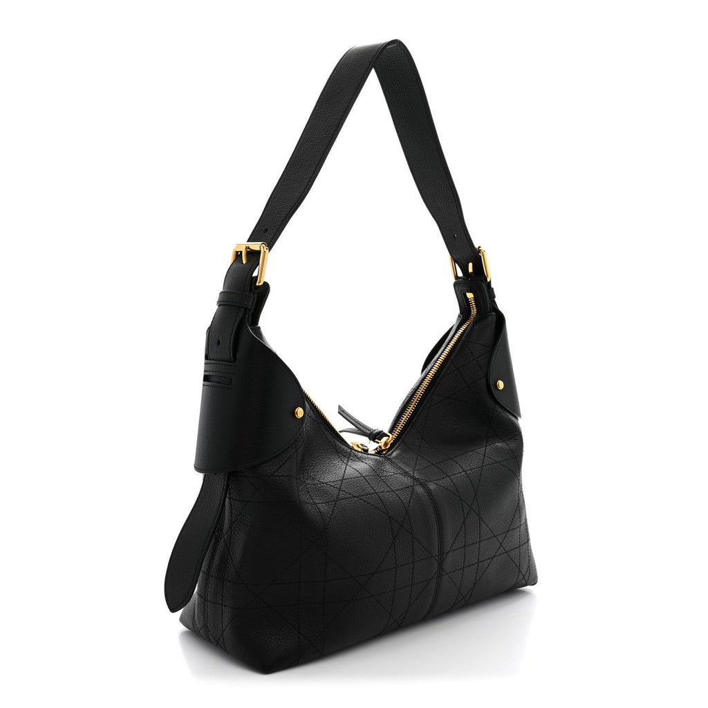 Grained Calfskin Flat Macrocannage Medium Voyage Bag Black