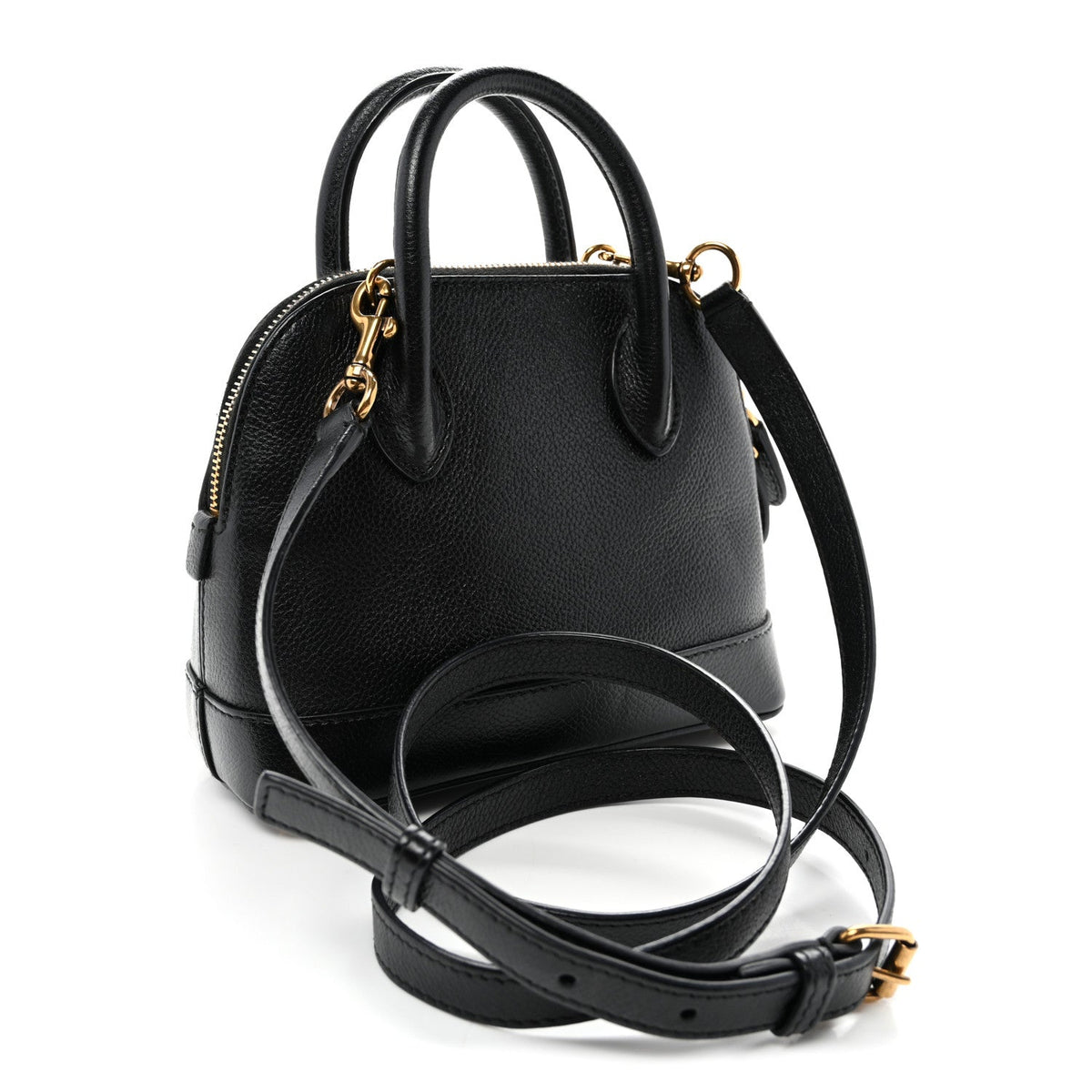 Signature Grained Calfskin Logo XXS Ville Top Handle Bag Black White