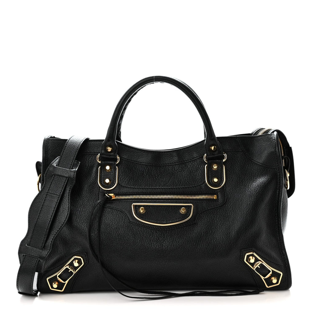 Chevre Gold Metallic Edge Hardware City Black