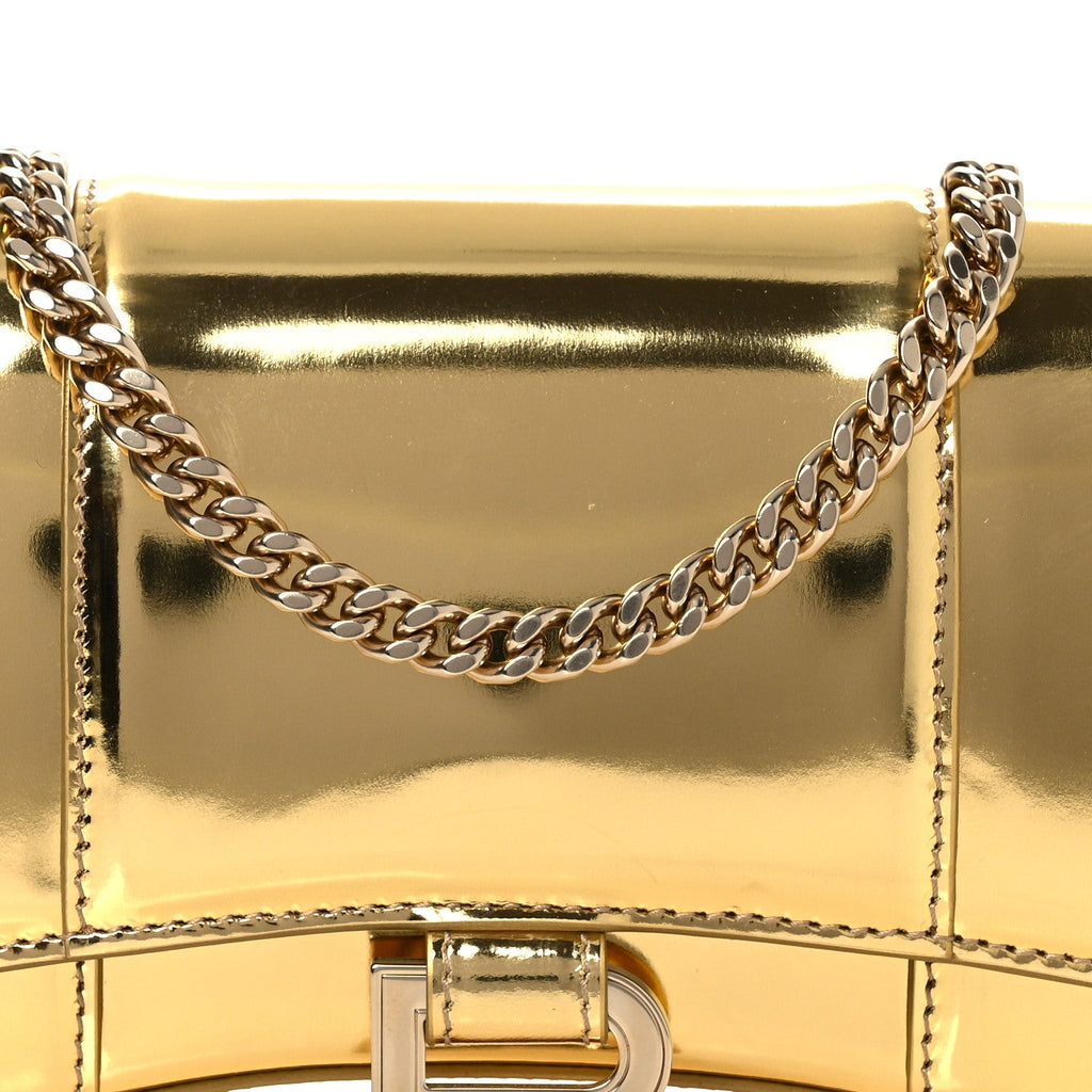 Mirror Calfskin Hourglass Chain Bag Gold