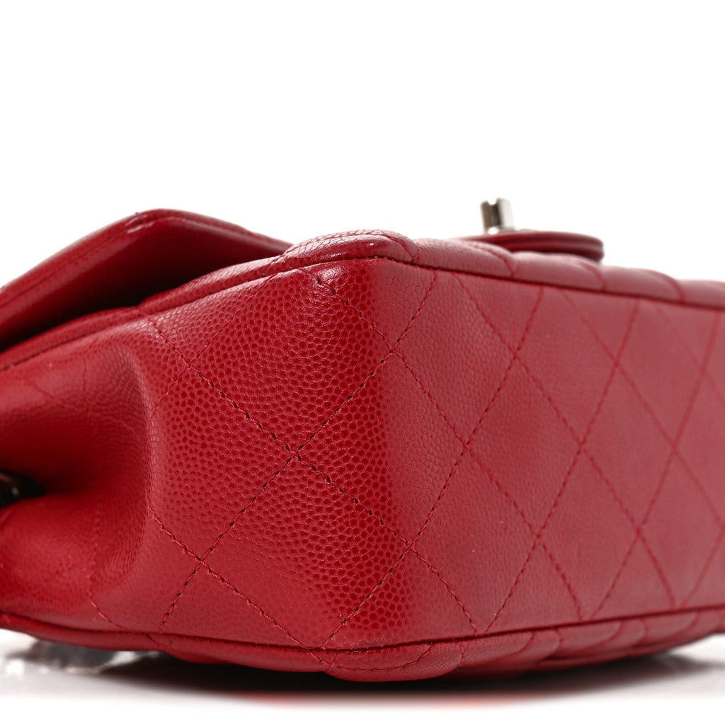 Caviar Quilted Mini Rectangular Flap Red