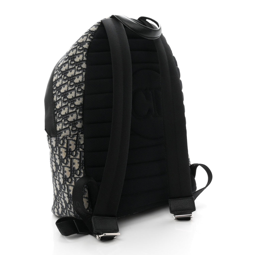 Oblique Calfskin Rider Backpack Beige Black