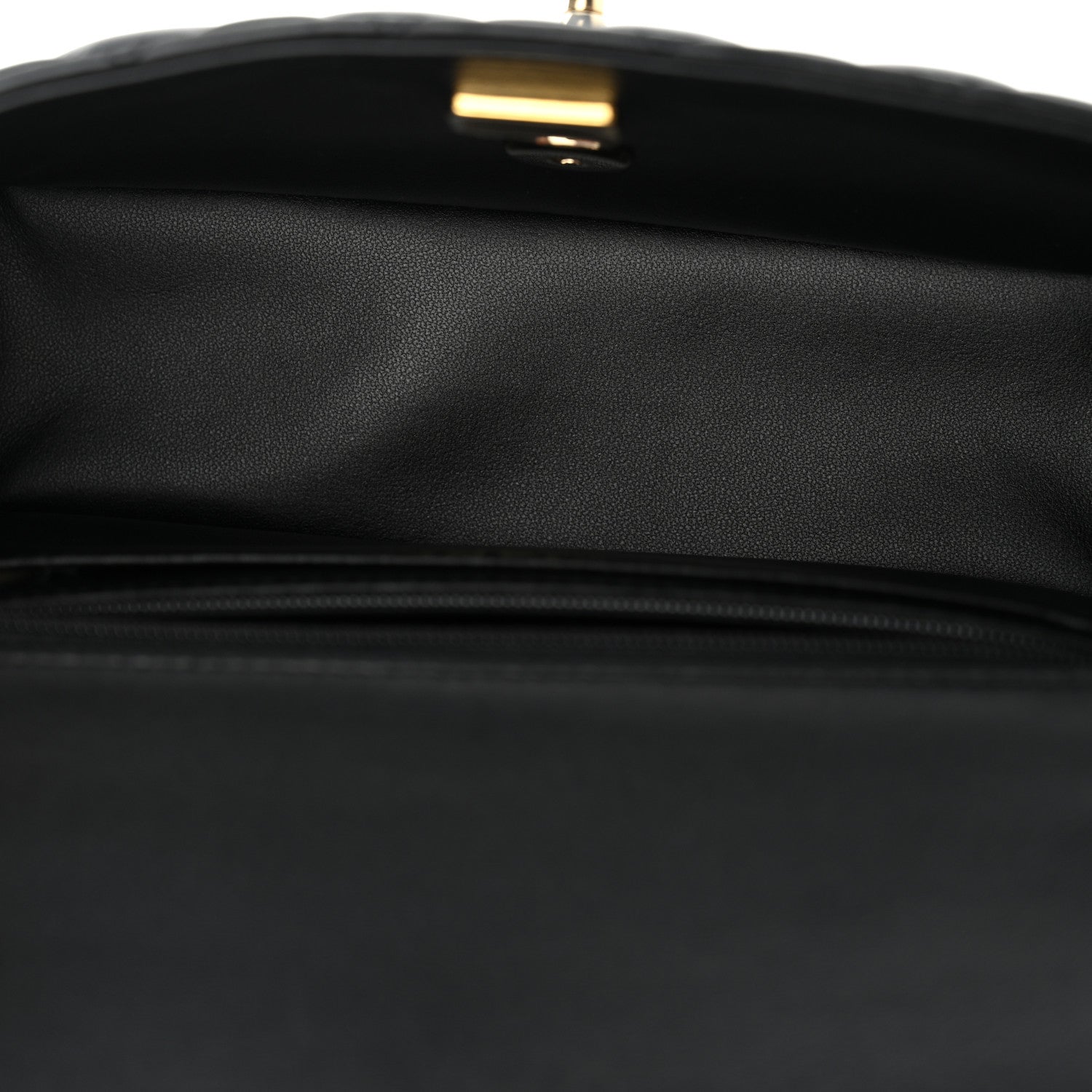 Lambskin Quilted Mini Top Handle Rectangular Flap Black
