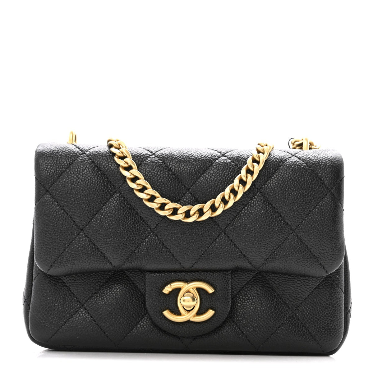 Caviar Quilted Mini Sweetheart Rectangular Flap Black