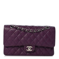 Caviar Quilted Medium Double Flap Purple