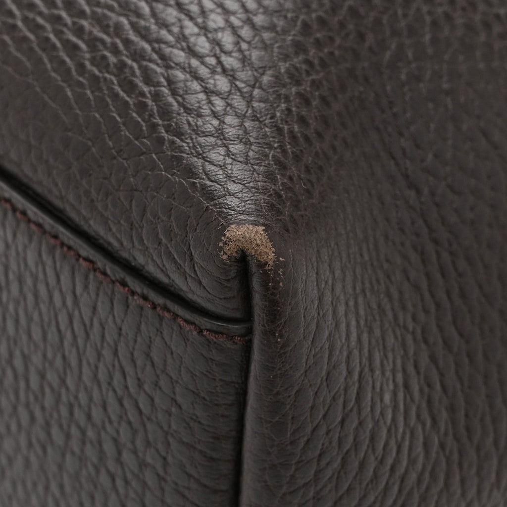 Calfskin Medium Braided Handle Gifford Tote Dark Brown