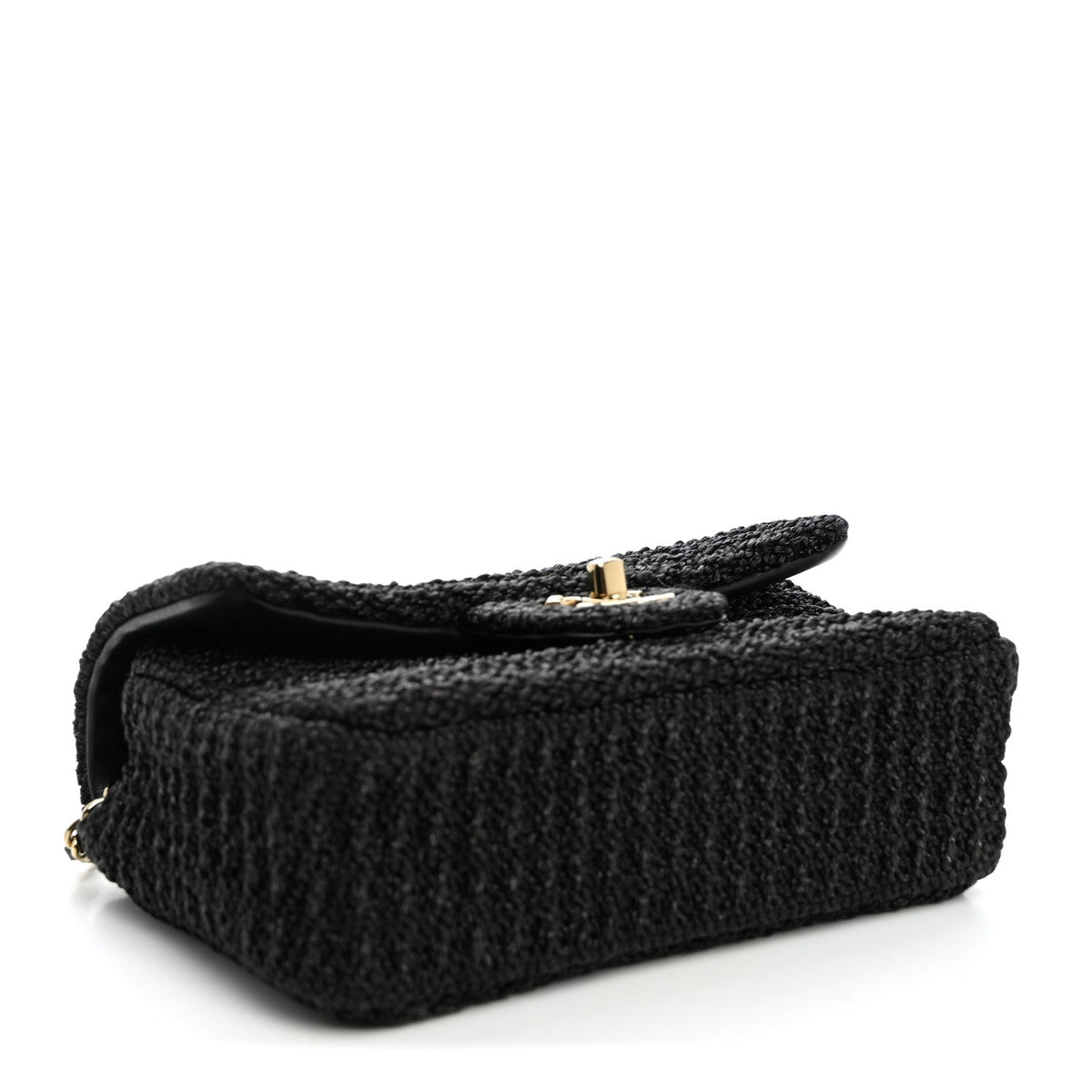 Woven Fabric Mini Rectangular Flap Black