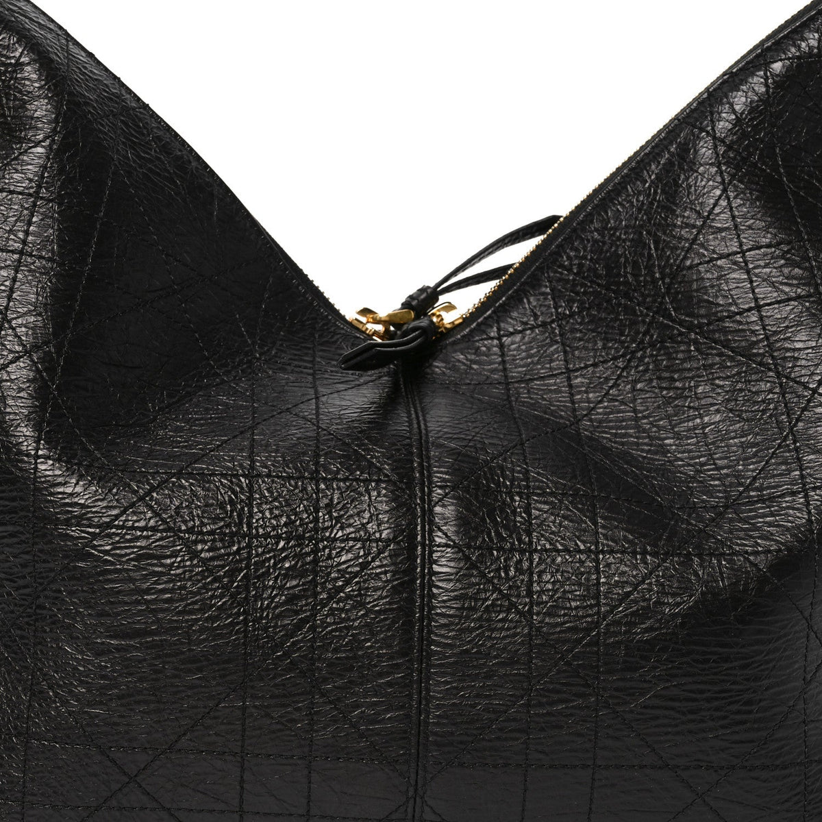 Crinkled Calfskin Macrocannage Large Voyage Bag Black