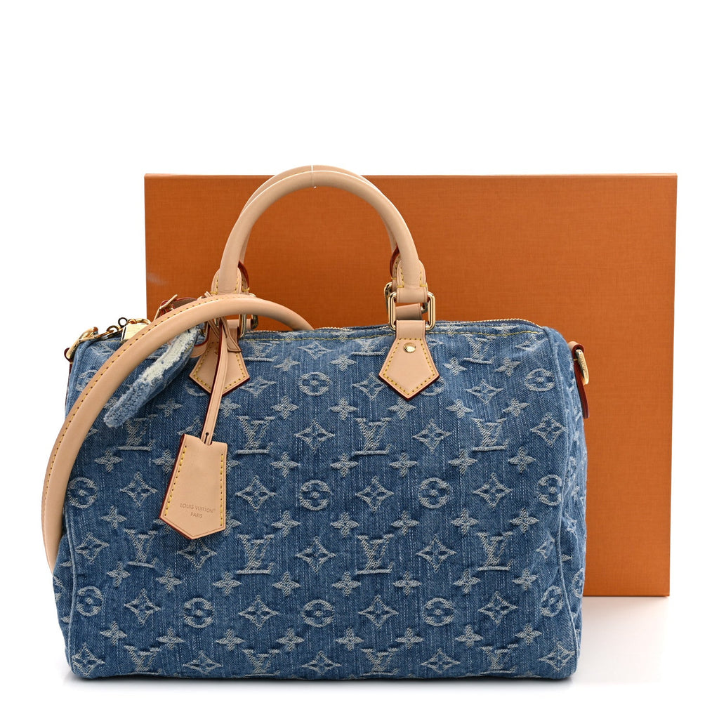 Monogram Denim Speedy Soft 30 Blue
