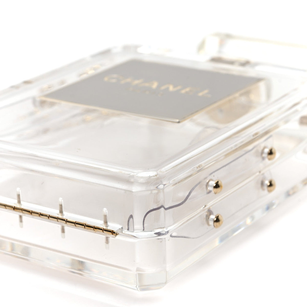Transluscent Plexiglass Perfume Bottle Clutch