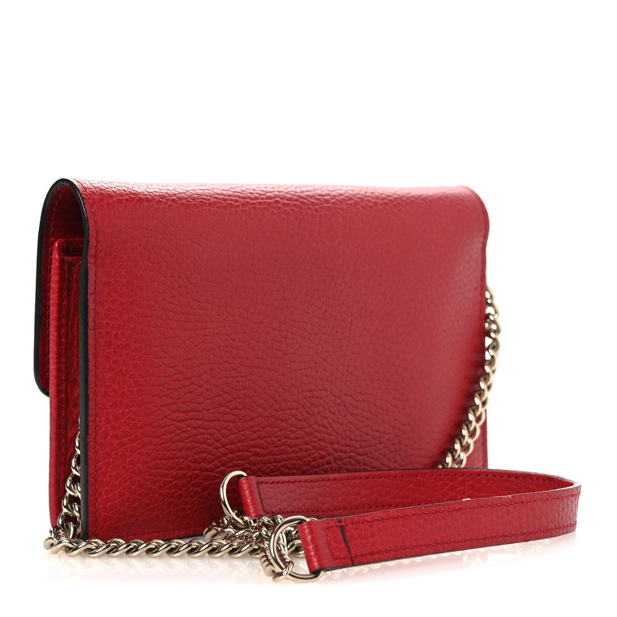 Dollar Calfskin Interlocking G Chain Wallet Red