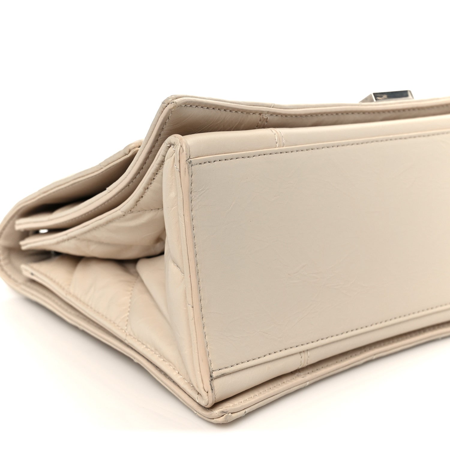 Crushed Calfskin Quilted Medium Crush Chain Bag Nude