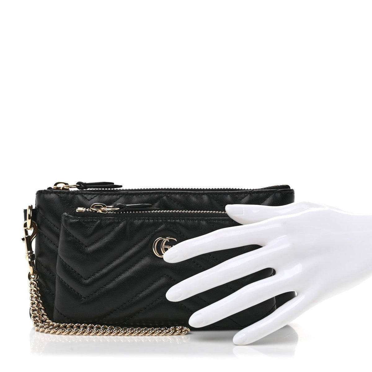 Calfskin Matelasse Small GG Marmont 2.0 Clutch Black