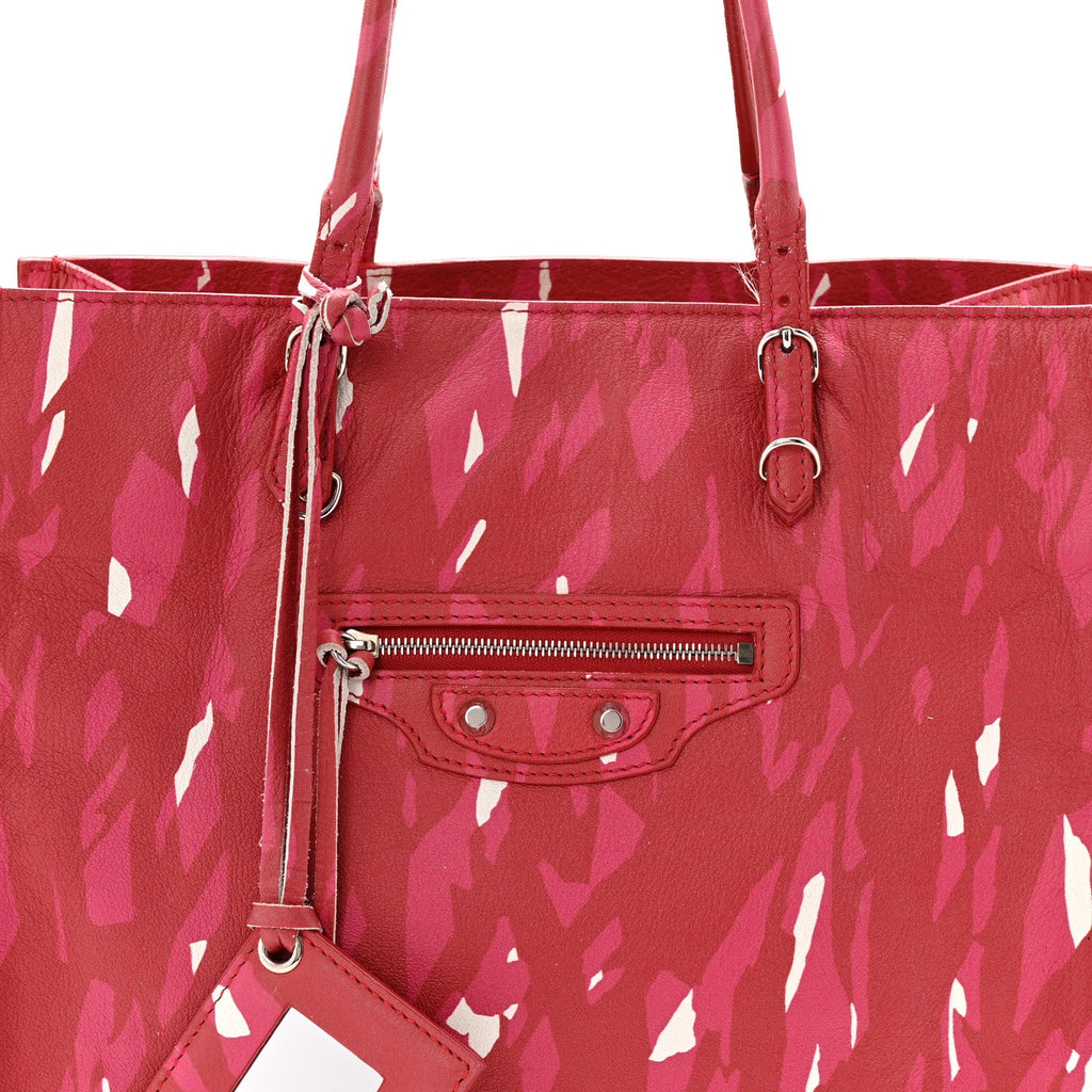 Supple Calfskin Printed Papier A5 Zip Around Tote Red Pink White
