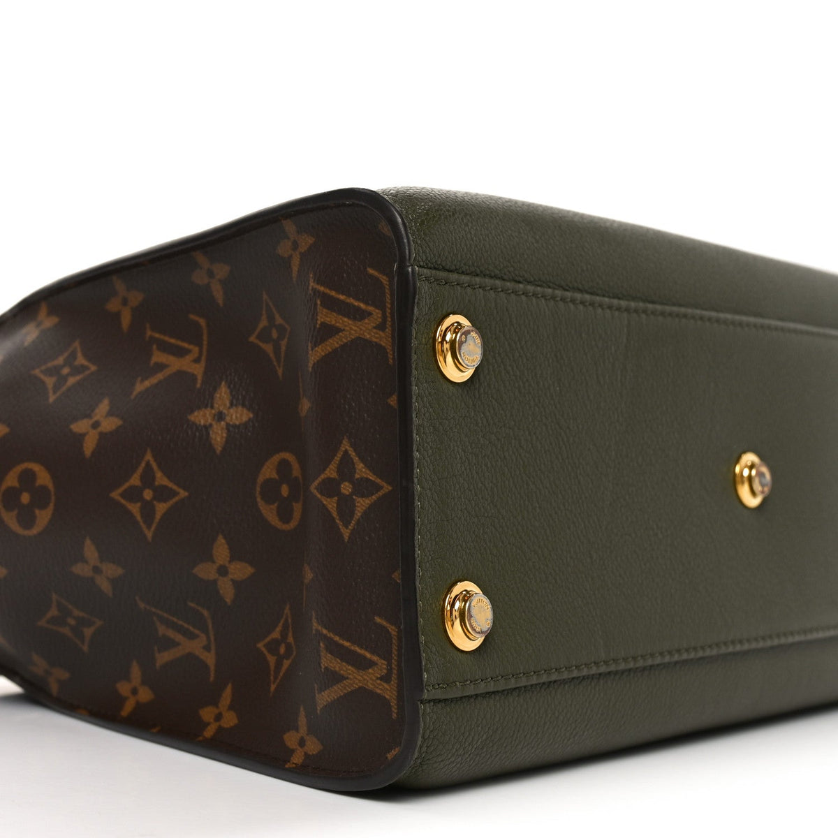 Calfskin Monogram On My Side MM Laurier Green Toffee Latte Beige