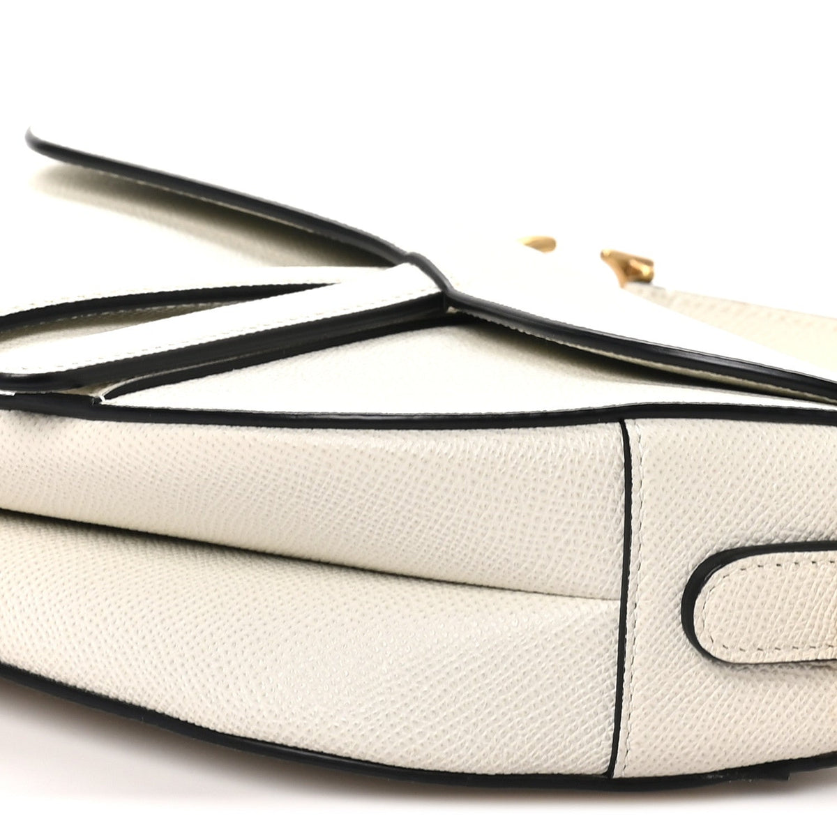 Grained Calfskin Saddle Bag White