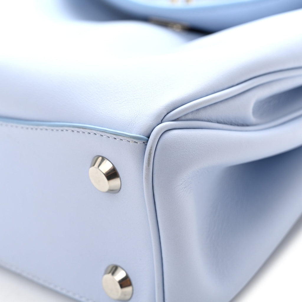 Natural Smooth Calfskin Small Rodeo Top Handle Handbag Cloudy Blue