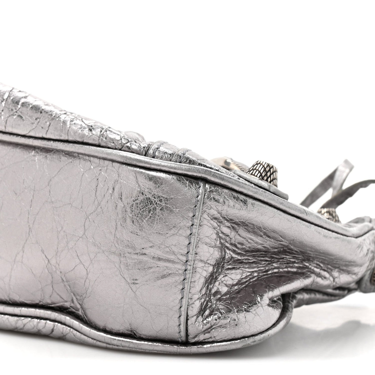 Metallic Agneau Arena Le Cagole Chain Shoulder Bag XS Silver