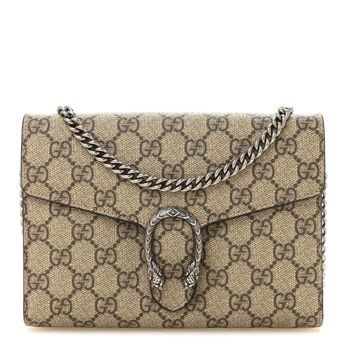 GG Supreme Monogram Mini Dionysus Chain Wallet Beige Taupe