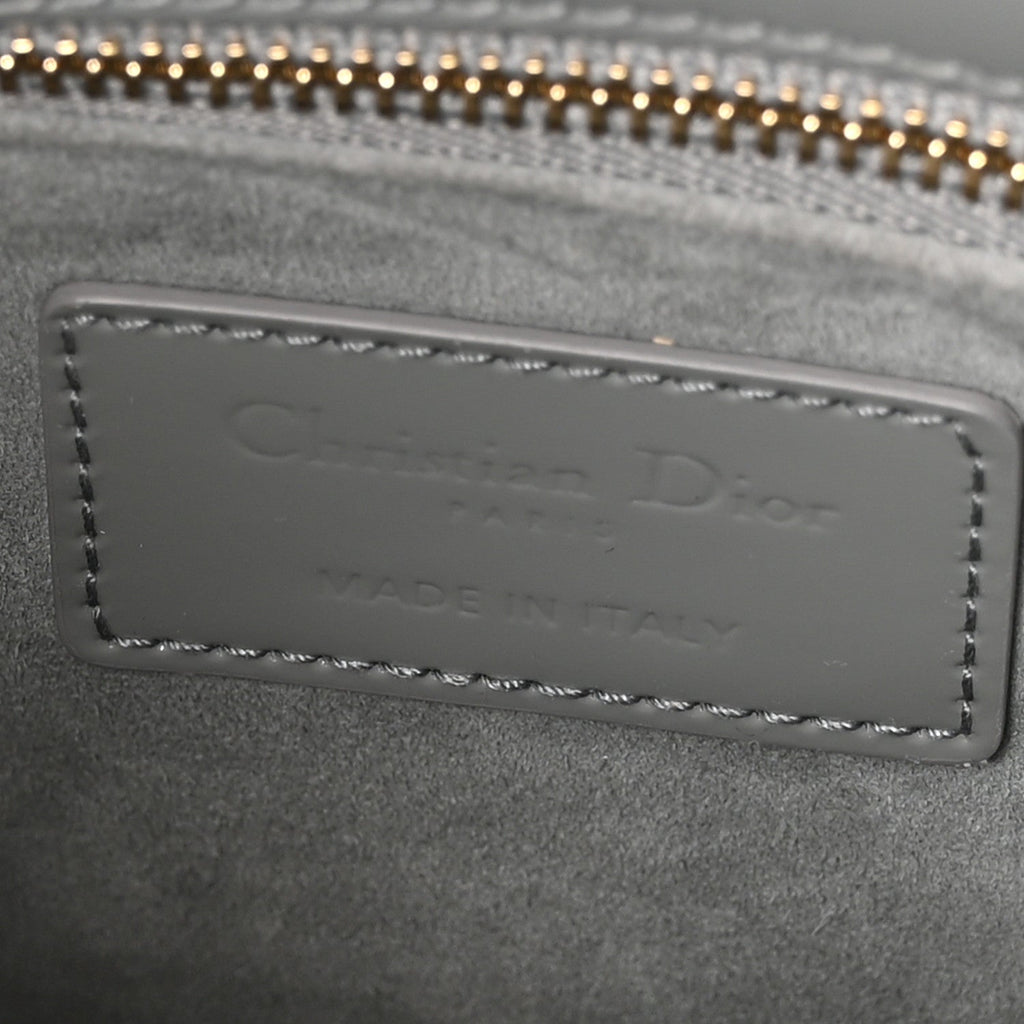 Patent Cannage Small Lady Dior Grey