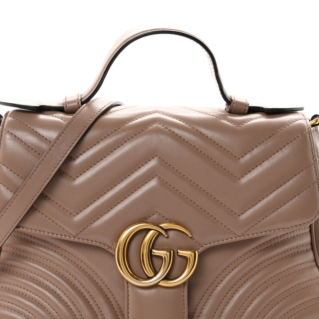Calfskin Matelasse Small GG Marmont Top Handle Shoulder Bag Porcelain Rose