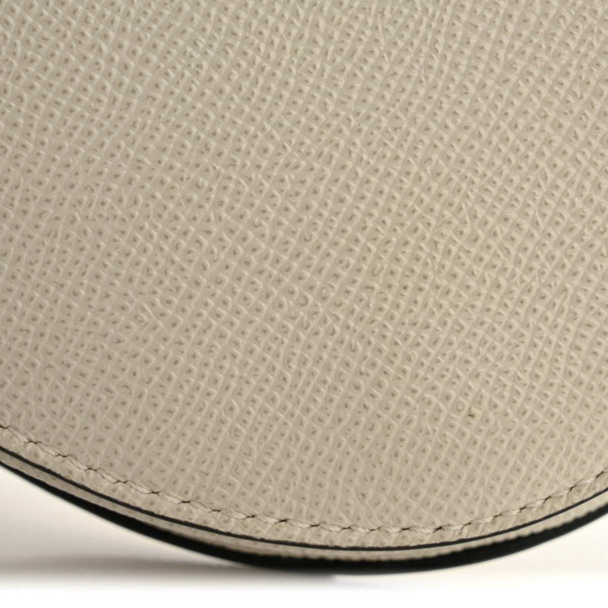 Grained Calfskin Mini Saddle Bag White