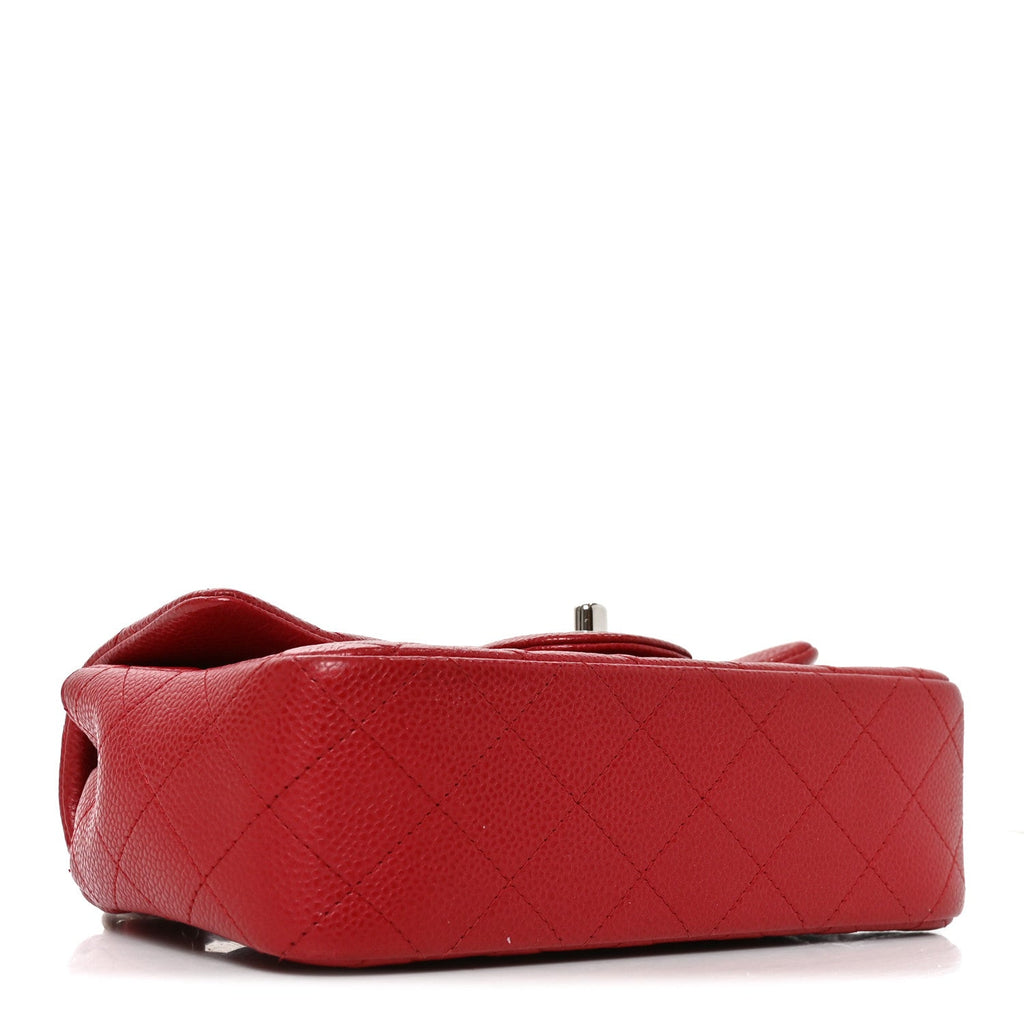 Caviar Quilted Mini Rectangular Flap Red