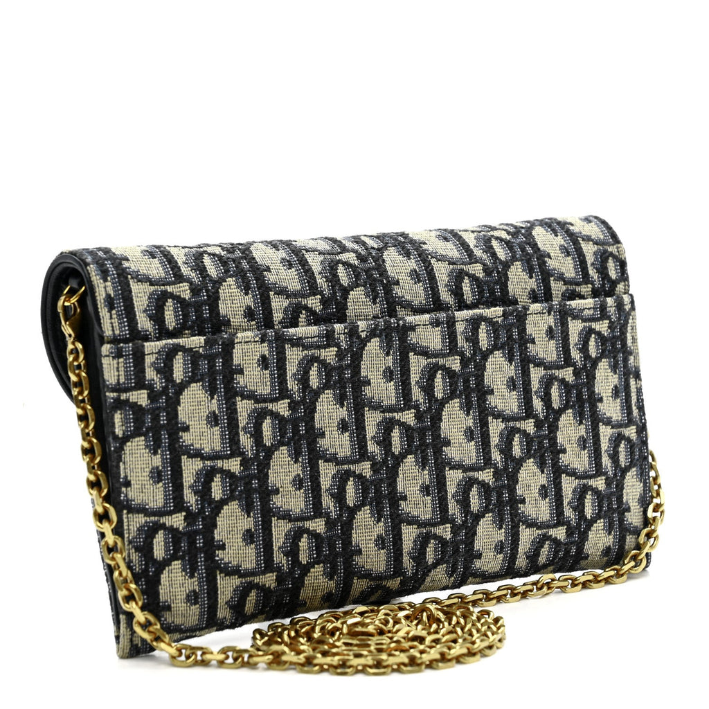 Oblique Saddle Chain Long Wallet Blue
