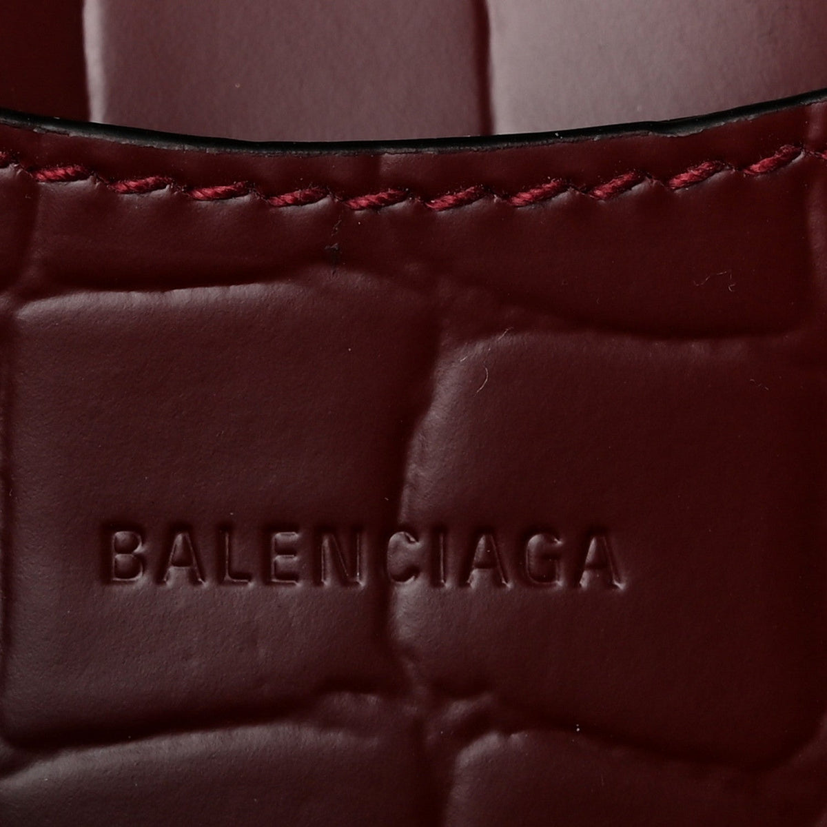 Semi Shiny Calfskin Crocodile Embossed Neo Classic Gold Hardware Mini City Dark Red