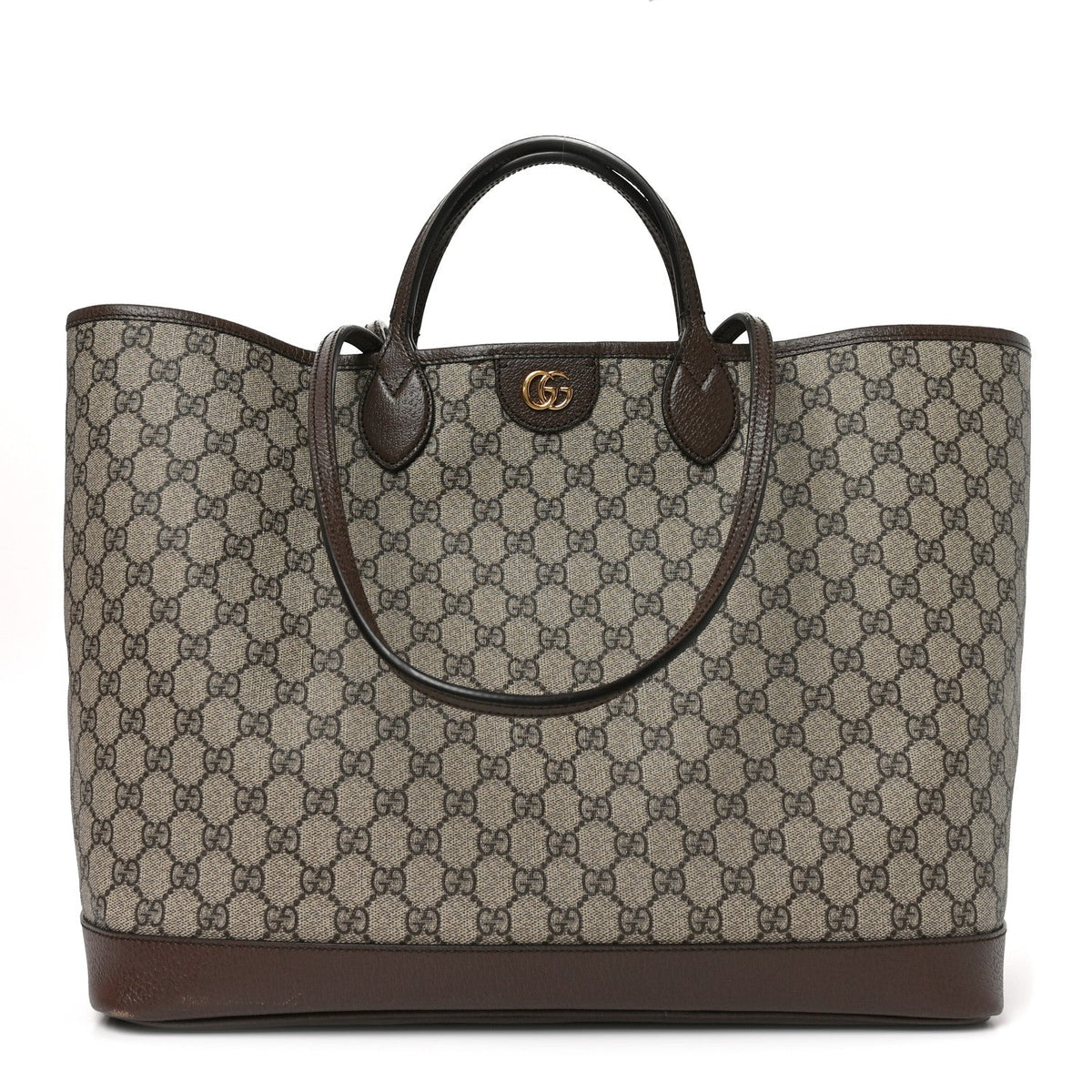 GG Supreme Monogram Textured Calfskin Medium Ophidia Shoulder Tote Bag Beige Ebony New Acero