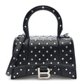 Strass Suede Hourglass Top Handle Bag XS Black Jet