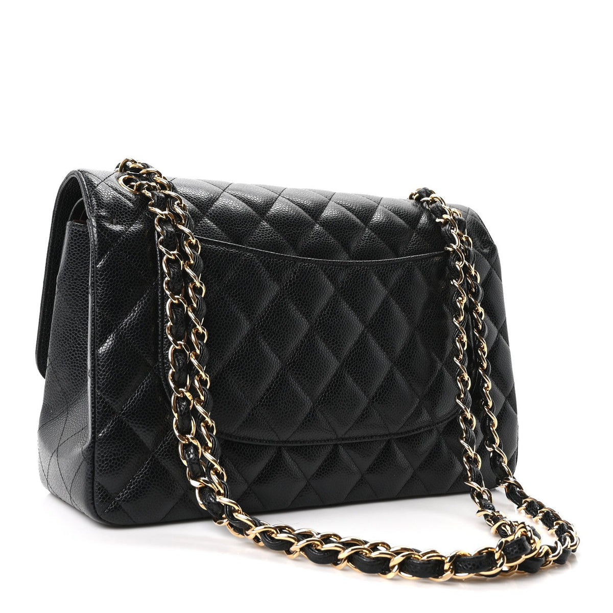Caviar Quilted Jumbo Double Flap Black