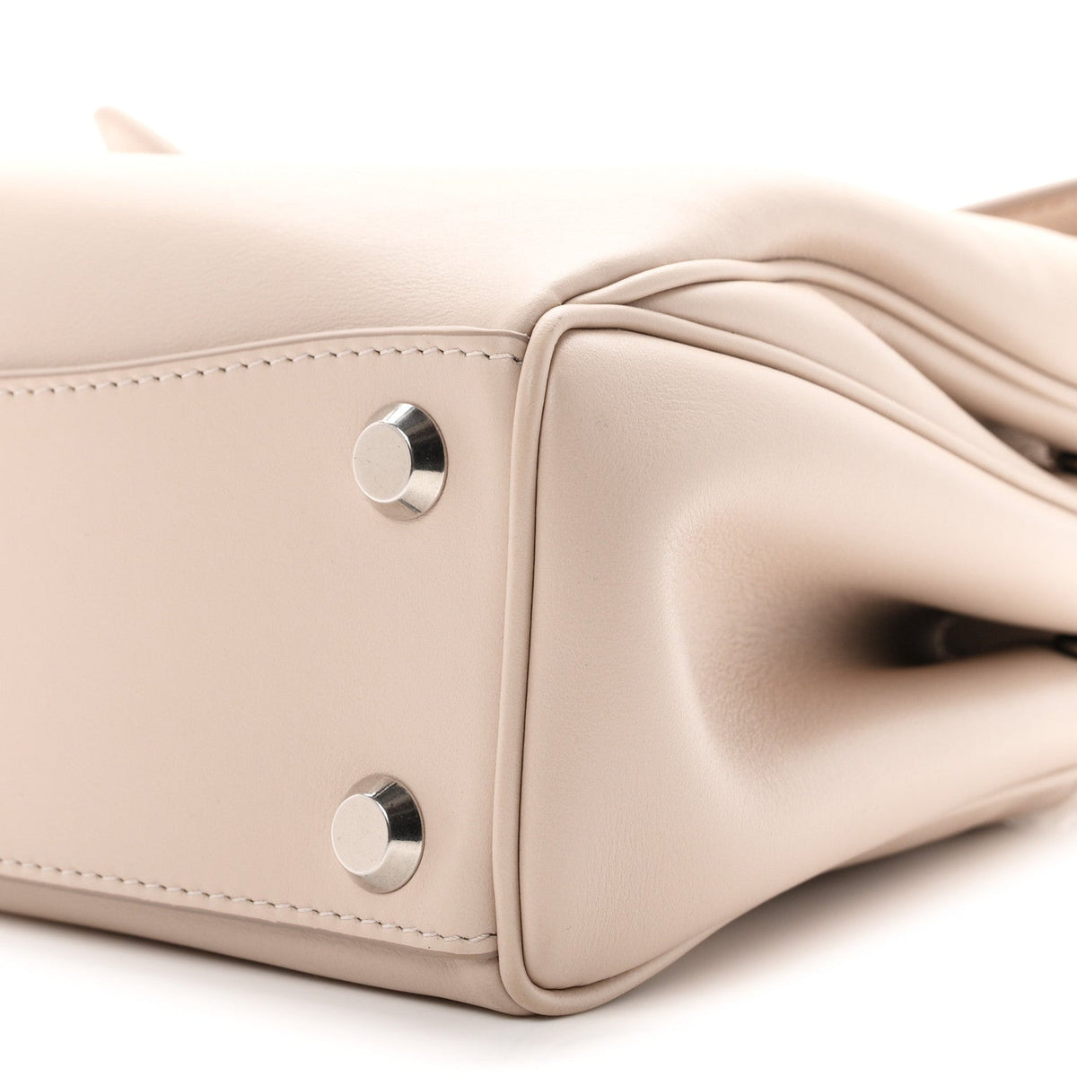 Natural Smooth Calfskin Small Rodeo Top Handle Handbag Almond