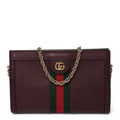Calfskin GG Web Small Ophidia Chain Shoulder Bag Vintage Bordeaux