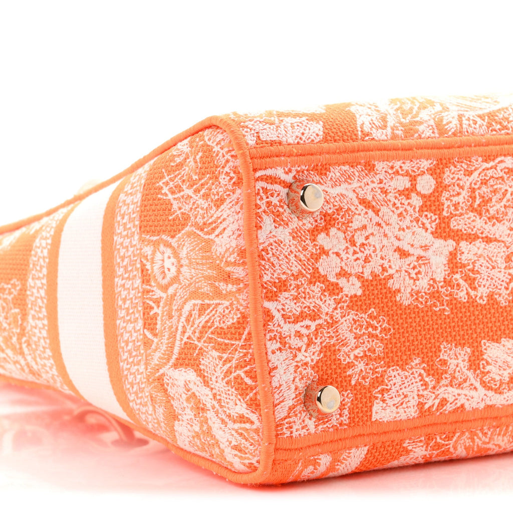 Canvas Toile De Jouy Reverse Embroidered Medium Lady D-Lite Fluorescent Orange