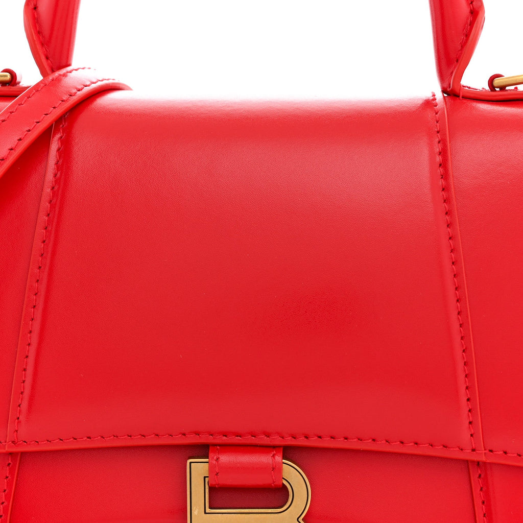 Shiny Box Calfskin Small Hourglass Top Handle Bag Bright Red