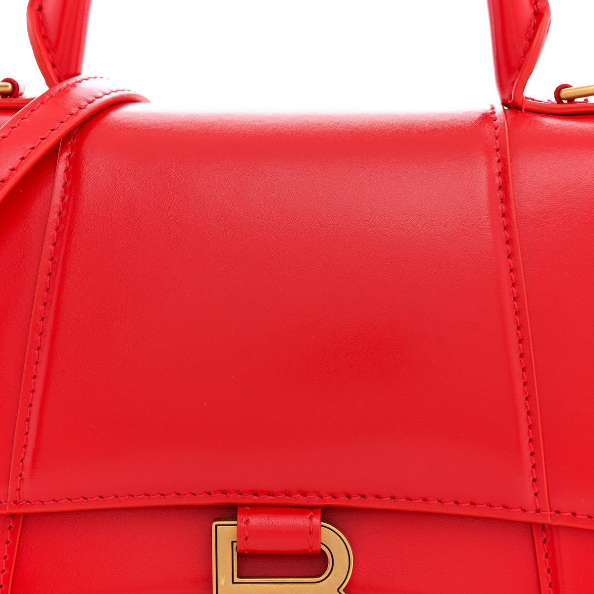 Shiny Box Calfskin Small Hourglass Top Handle Bag Bright Red