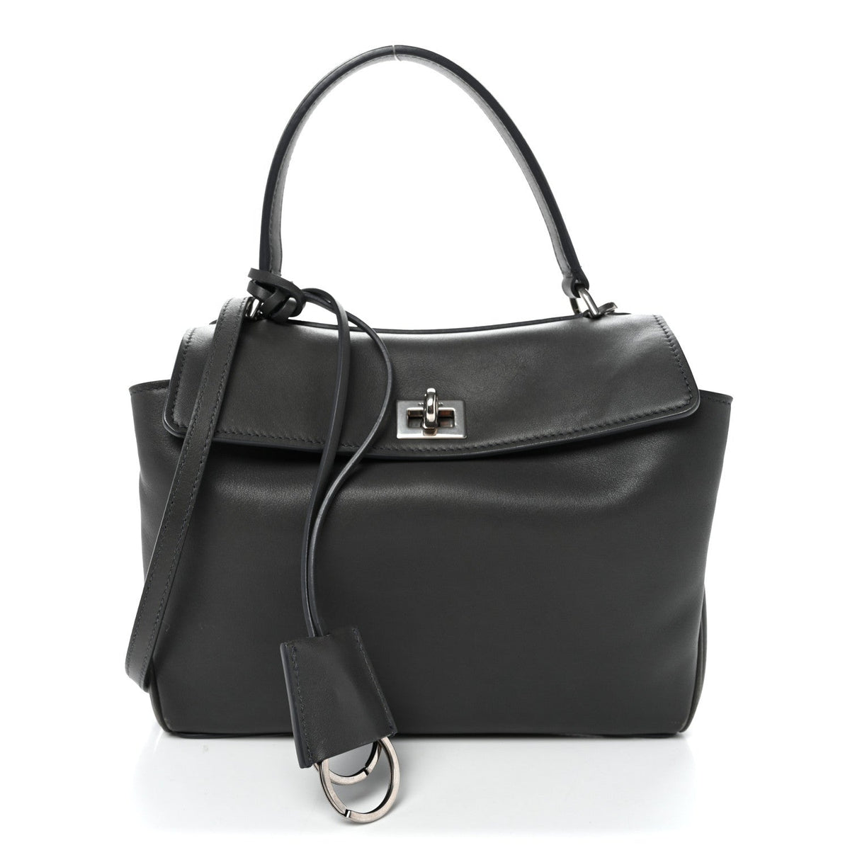 Natural Smooth Calfskin Mini Rodeo Top Handle Handbag Grey