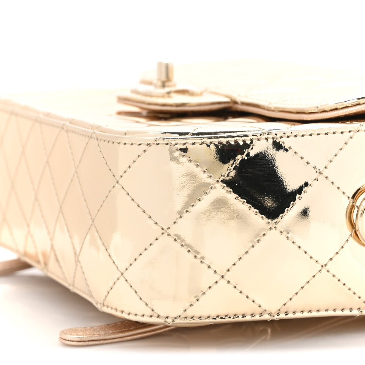 Mirror Calfskin Metallic Calfskin Quilted Hollywood Boulevard Backpack With Coin Purse Gold