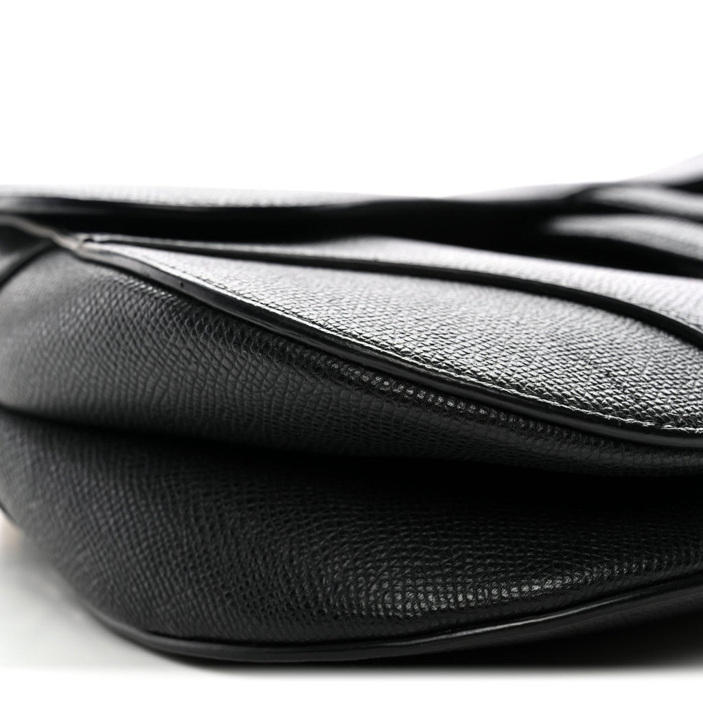 Grained Calfskin Saddle Bag Black