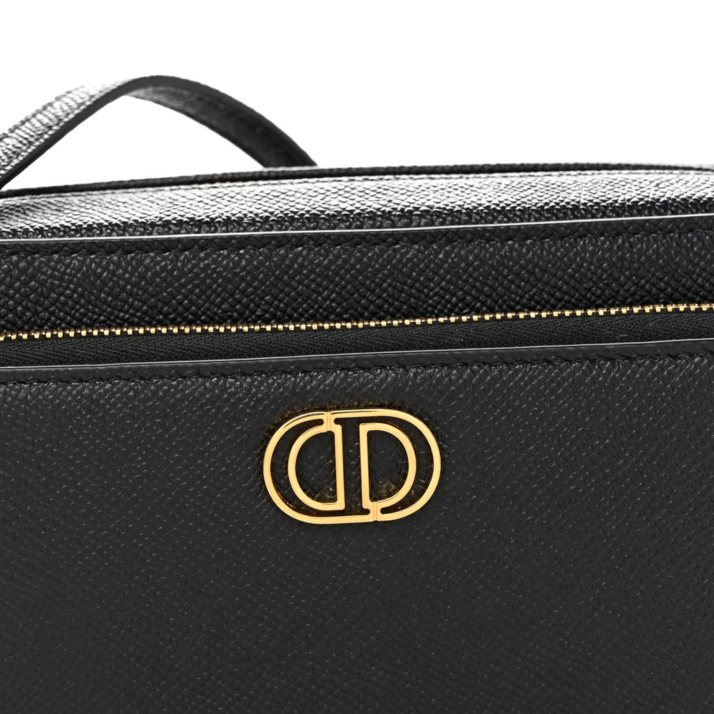 Grained Calfskin Caro Double Pouch Black