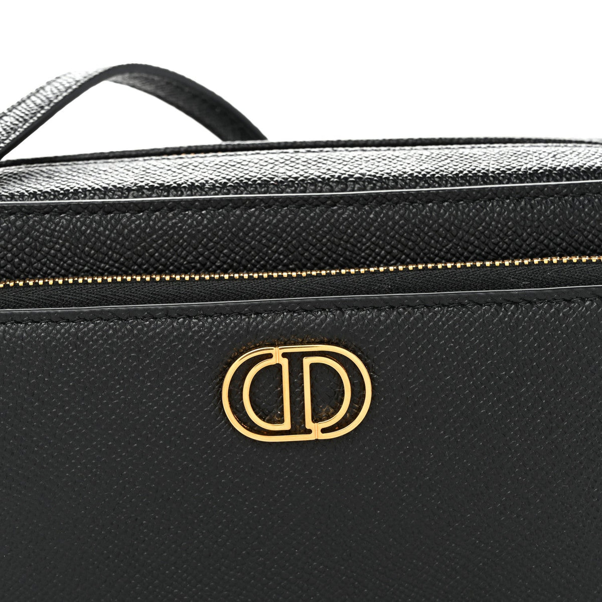 Grained Calfskin Caro Double Pouch Black