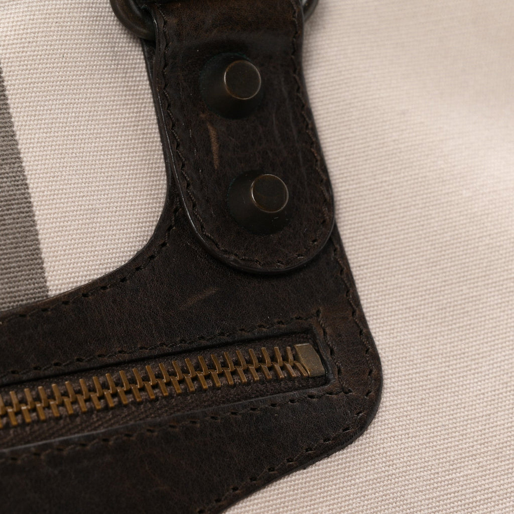 Agneau Canvas Striped Raye Classic Hardware City Brown Grey