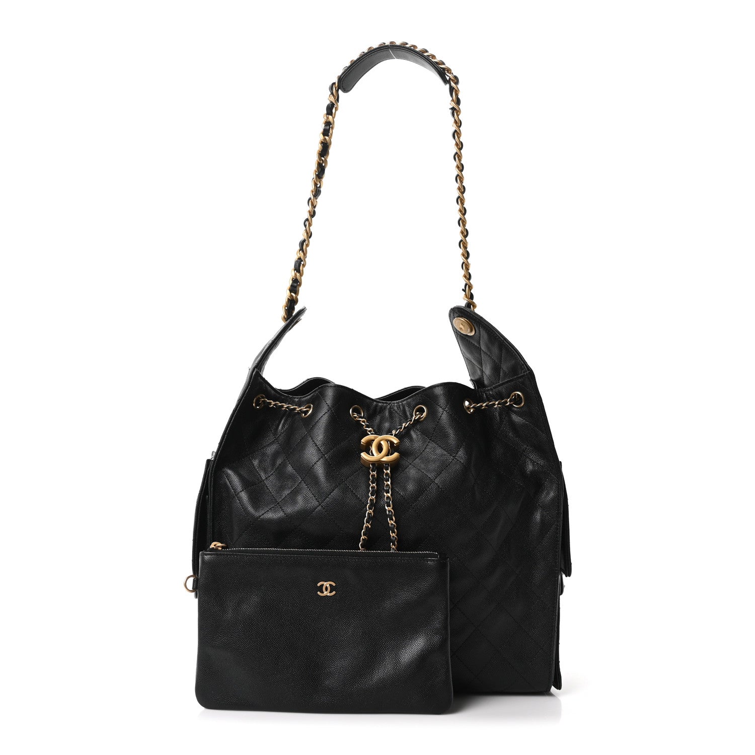 Caviar Quilted Medium Chanel 25 Handbag Black