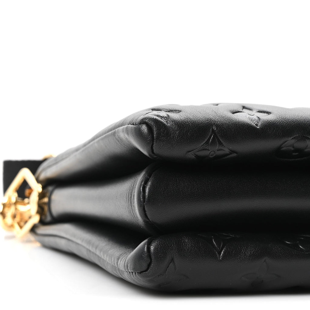 Lambskin Embossed Monogram Coussin MM Black