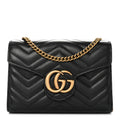Calfskin Matelasse GG Marmont Chain Wallet Black