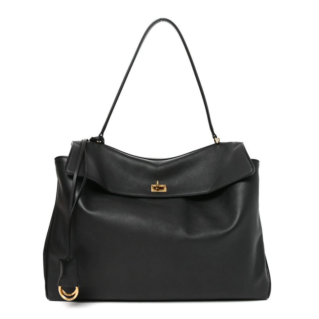 Smooth Calfskin Large Rodeo Top Handle Handbag Black